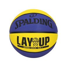 SPALDING LAY UP#7橡膠籃球#41152-訓練 運動 室內外 7號球 藍黃黑