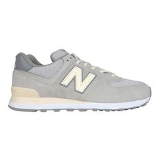 NEWBALANCE 男復古慢跑鞋-574系列 麂皮 慢跑 NB N字鞋 灰米白