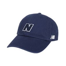 NEWBALANCE 棒球帽-純棉 防曬 遮陽 鴨舌帽 運動 帽子 NB 丈青白