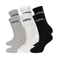 ADIDAS 男女運動中筒襪-6雙入 襪子 運動 休閒 慢跑 愛迪達 灰黑白