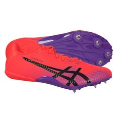 ASICS HYPERSPRINT 8 男女田徑釘鞋-短距離 訓練 亞瑟士 螢光紅紫黑