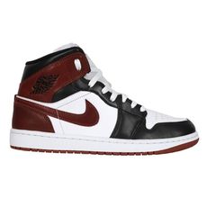 NIKE AIR JORDAN 1 MID SE 男高筒休閒運動鞋-戶外 休閒 白黑磚紅