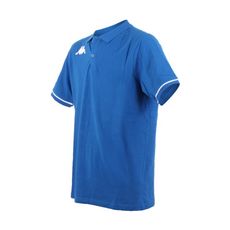 KAPPA 男短袖POLO衫--上衣 純棉 慢跑 運動 藍白