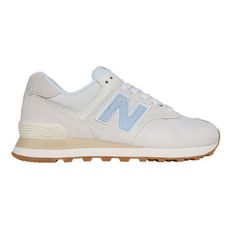 NEWBALANCE 女復古慢跑鞋-574系列 麂皮 慢跑 NB N字鞋 淺灰水藍白