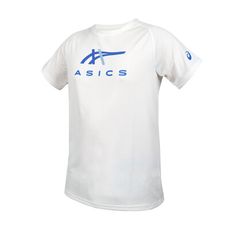ASICS 男短袖T恤-運動 上衣 休閒 白藍