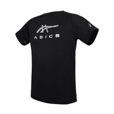 ASICS 男短袖T恤-運動 慢跑 上衣 黑銀