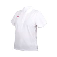 KAPPA 女短袖POLO衫-台灣製 慢跑 高爾夫 網球 吸濕排汗 上衣 白桃紅