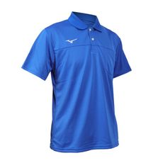 MIZUNO 男短袖POLO衫-上衣 休閒 慢跑 咖啡紗抗臭 藍白