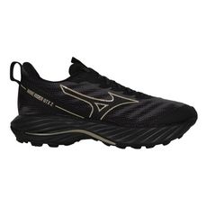 MIZUNO WAVE RIDER GTX 2 SW 女慢跑鞋-4E-超寬楦 黑灰金