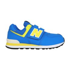 NEWBALANCE 男中童復古慢跑鞋-WIDE-574系列 N字鞋 寬楦 藍芥末綠