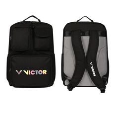 VICTOR 後背包-雙肩包 肩背包 旅行包 裝備袋 球拍袋 羽毛球 黑銀