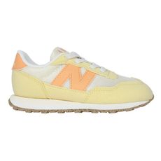 NEWBALANCE 男女小童復古慢跑鞋-寬楦 237系列 復古 NB N字鞋 淺黃米白橘