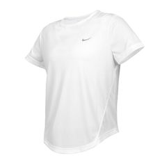 NIKE 女運動短袖T恤-運動 上衣 休閒 DRI-FIT 白銀