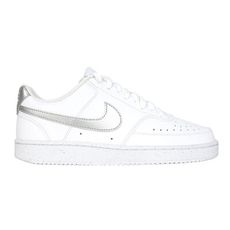 NIKE W COURT VISION LO NN 女運動休閒鞋-經典 慢跑 白銀