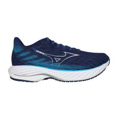 MIZUNO WAVE RIDER 28 SW 男慢跑鞋-4E-訓練 超寬楦 丈青水藍白