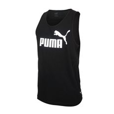 PUMA 男LOGO休閒背心-歐規 無袖上衣 純棉 慢跑 黑白