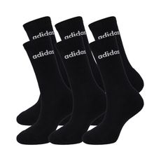ADIDAS 男女運動中筒襪-6雙入 襪子 運動 休閒 慢跑 愛迪達 黑白