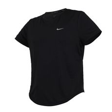 NIKE 女運動短袖T恤-運動 上衣 休閒 黑銀