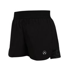FIRESTAR 女四面彈慢跑短褲-5分褲 慢跑 訓練 休閒 黑銀
