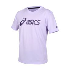 ASICS 男女短袖T恤-台灣製 吸濕排汗 慢跑 運動 上衣 亞瑟士 馬卡龍紫