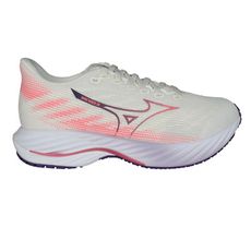 MIZUNO WAVE RIDER 28 SW 女慢跑鞋-4E-寬楦 運動 米白粉深紫