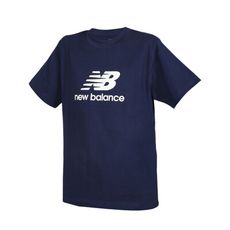 NEWBALANCE 男短袖T恤-純棉 休閒 運動 慢跑 丈青白