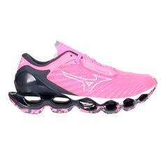 MIZUNO WAVE PROPHECY 12 S 女慢跑鞋-美津濃 反光 螢光粉灰白