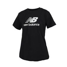 NEWBALANCE 女短袖T恤-休閒 慢跑 運動 上衣 黑白