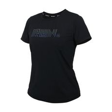 FIRESTAR 女彈性印花短袖T恤-慢跑 路跑 涼感 運動 上衣 炫彩反光 黑炫彩