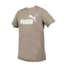 PUMA 男基本系列ESS NO. 1 LOGO短袖T恤-上衣 休閒 慢跑 歐規 橄欖綠白