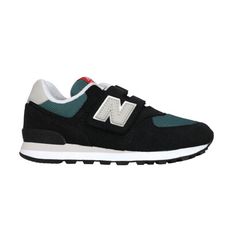 NEWBALANCE 男中童復古慢跑鞋-WIDE-574系列 NB 寬楦 黑綠灰