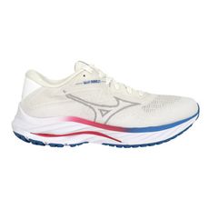 MIZUNO WAVE  RIDER 27 SSW SW 女慢跑鞋-4E 米灰白藍紅