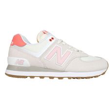 NEWBALANCE 女復古休閒鞋-574系列 麂皮 慢跑 NB N字鞋 淺灰粉紅