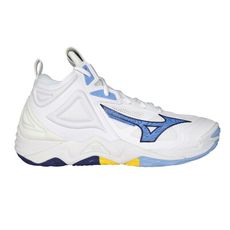 MIZUNO WAVE MOMENTUM 3 MID 男排球鞋-訓練 運動 白靛藍黃