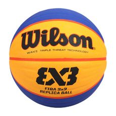 WILSON FIBA 3X3國際賽指定用球橡膠籃球-訓練 室外 戶外 6號球 黃藍黑