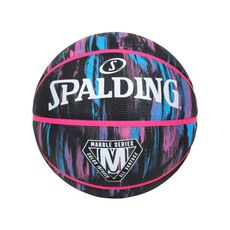 SPALDING 大理石系列-#7橡膠籃球#40647-訓練 運動 室內外 7號球 黑亮粉白藍