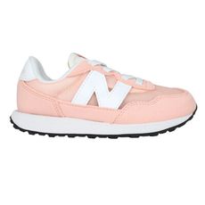 NEWBALANCE 女中童休閒運動鞋-WIDE-237系列 寬楦 復古 慢跑 粉橘白