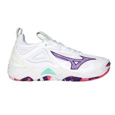 MIZUNO WAVE MOMENTUM 3 女排球鞋-訓練 運動 白紫桃紅綠