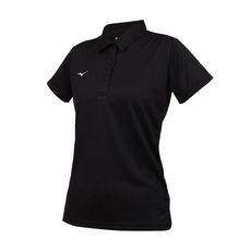 MIZUNO 女短袖POLO衫-吸濕排汗 抗UV 台灣製 上衣 休閒 慢跑 黑白