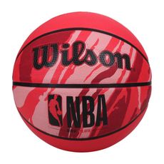 WILSON NBA DRV系列PLUS 橡膠籃球#7-訓練 室外 戶外 7號球 紅黑