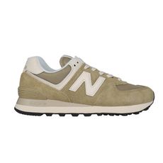NEWBALANCE 女復古慢跑鞋-574系列 麂皮 慢跑 NB N字鞋 橄欖綠淺杏