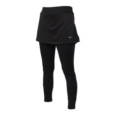 MIZUNO 女瑜珈緊身長褲-慢跑 訓練 美津濃 黑紫
