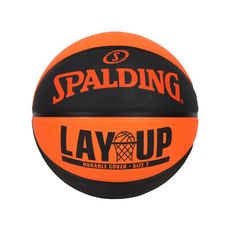 SPALDING LAY UP#7橡膠籃球#41149-訓練 運動 室內外 7號球 黑橘