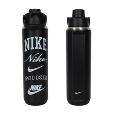 NIKE 大口徑保冷瓶 24OZ-慢跑 路跑 單車 自行車 水壺 黑白