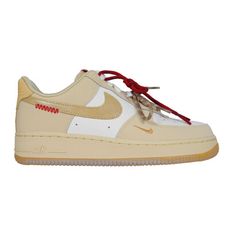 NIKE WMNS AIR FORCE 1 07 LX 女運動休閒鞋-蛇年限定 奶茶白紅