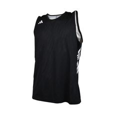 ADIDAS 男運動背心-休閒 上衣 慢跑 愛迪達 黑白