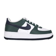 NIKE AIR FORCE 1 LOW GS 男女大童運動休閒鞋-復古 白墨綠黑