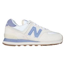 NEWBALANCE 女復古慢跑鞋-D-寬楦 574系列 麂皮 慢跑 N字鞋 米白藍紫