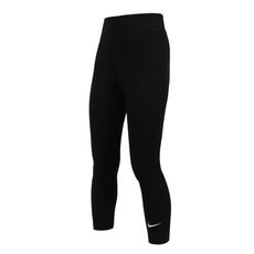 NIKE 女高腰九分緊身長褲-緊身褲 慢跑 瑜珈 有氧 黑白