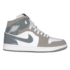 NIKE AIR JORDAN 1 MID SE 男中筒運動休閒鞋-慢跑 淺灰白